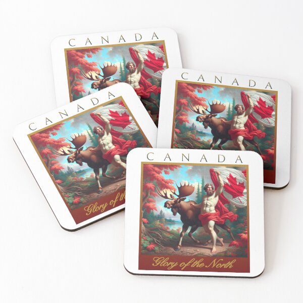 Item preview, CANADA GLORY OF THE NORTH - NEOCLASSICAL MOOSE AND CANDIAN ANCIENT GOD WITH CANADIAN FLAG designed and sold by justyna-s28.