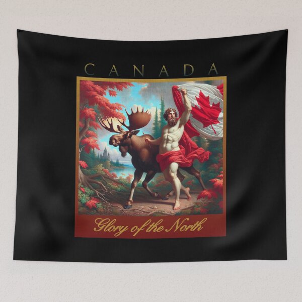 Item preview, CANADA GLORY OF THE NORTH - NEOCLASSICAL MOOSE AND CANDIAN ANCIENT GOD WITH CANADIAN FLAG designed and sold by justyna-s28.
