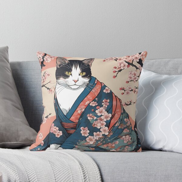 Item preview, aesthetic tuxedo in kimono with cherry blossoms designed and sold by Catophile.