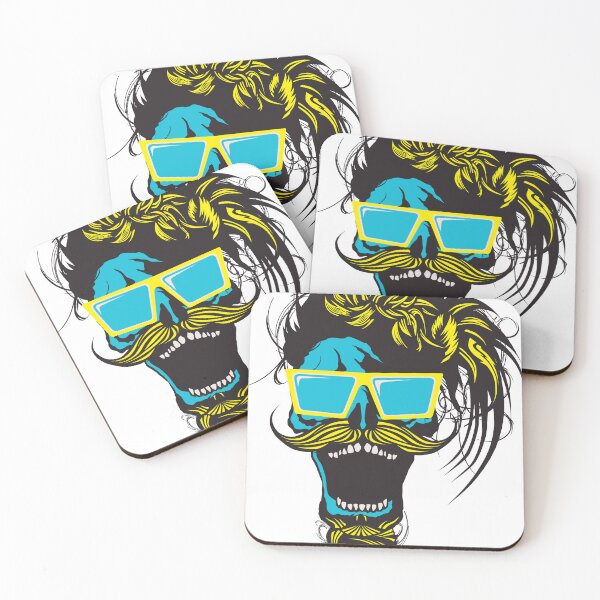 Item preview, skull hipster skull mustache beard goatee sunglasses punk designed and sold by Achille3777.