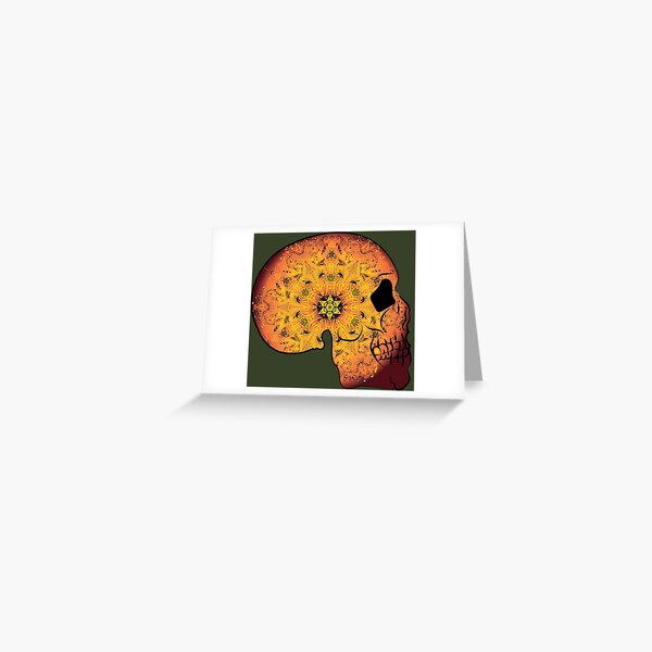 Item preview, Tobacco sunburst sugar skull mandala side facing designed and sold by Morose-merch.