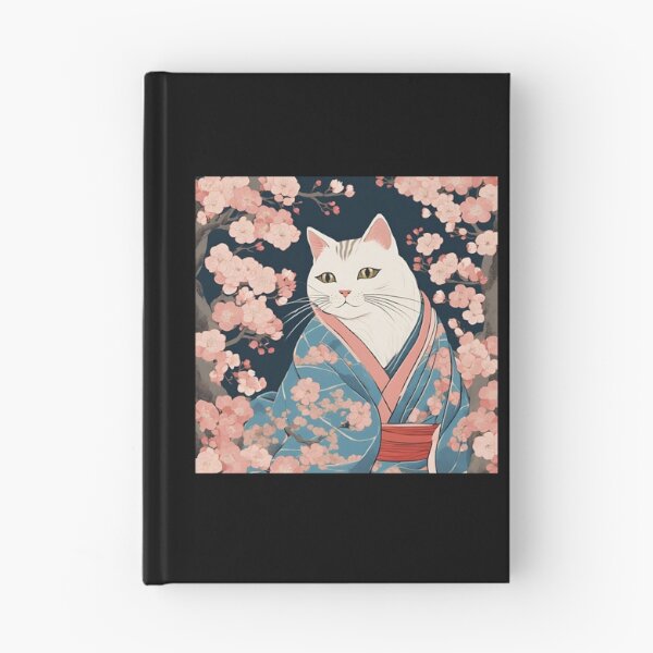 Item preview,  aesthetic white cat in kimono with cherry blossoms designed and sold by Catophile.