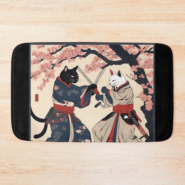 Item preview, cat samurai fight designed and sold by Catophile.