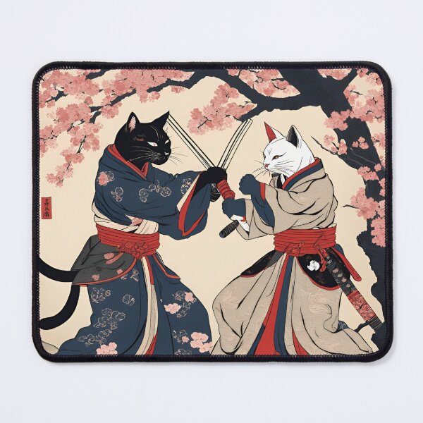 Item preview, cat samurai fight designed and sold by Catophile.