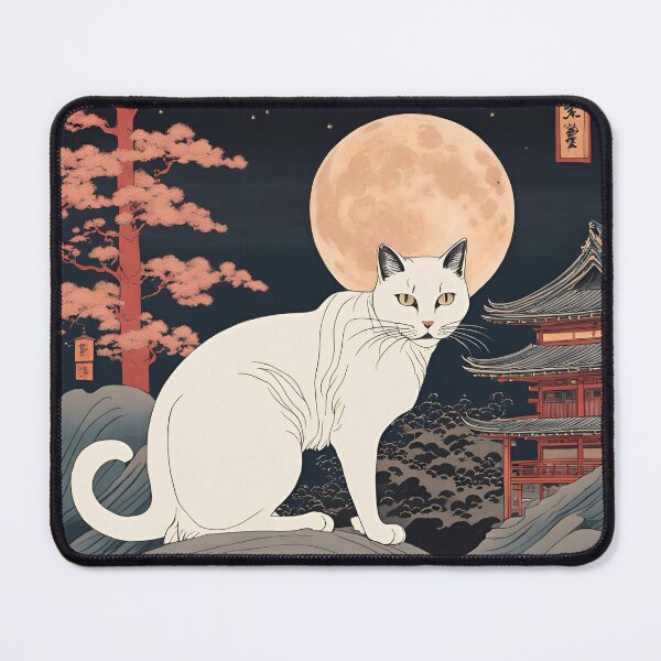 Item preview, aesthetic white cat moon night designed and sold by Catophile.