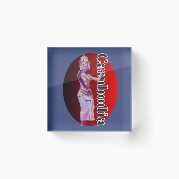 Item preview, Cambodian Stylized Dancing Apsara on Red Background designed and sold by Linklandiya.