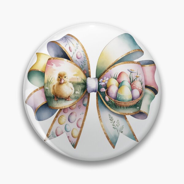 Item preview, Easter duck, watercolor bow designed and sold by MadCatPrints.