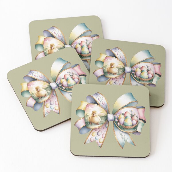 Item preview, Easter duck, watercolor bow designed and sold by MadCatPrints.