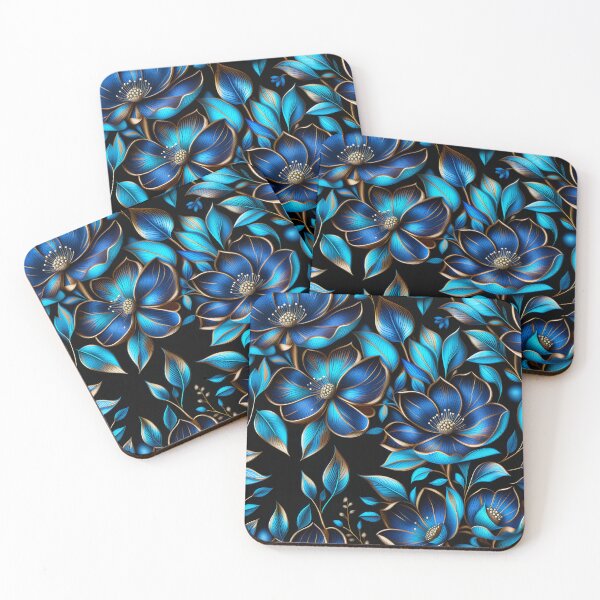 Item preview, Radiant Sapphire & Gold Floral Design | Midnight Bloom Elegance designed and sold by Juliette Ozkalfayan.