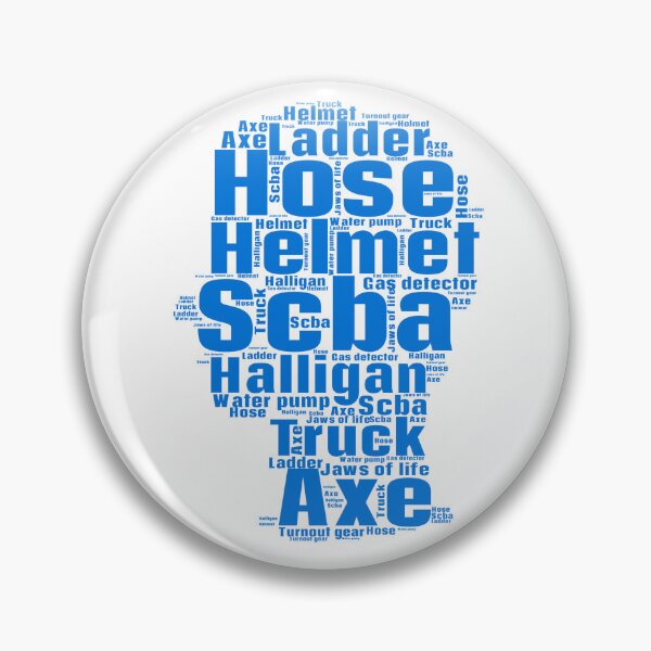 Item preview, A blue word cloud with the names of firefighting equipment for a firefighter designed and sold by TymekStore.