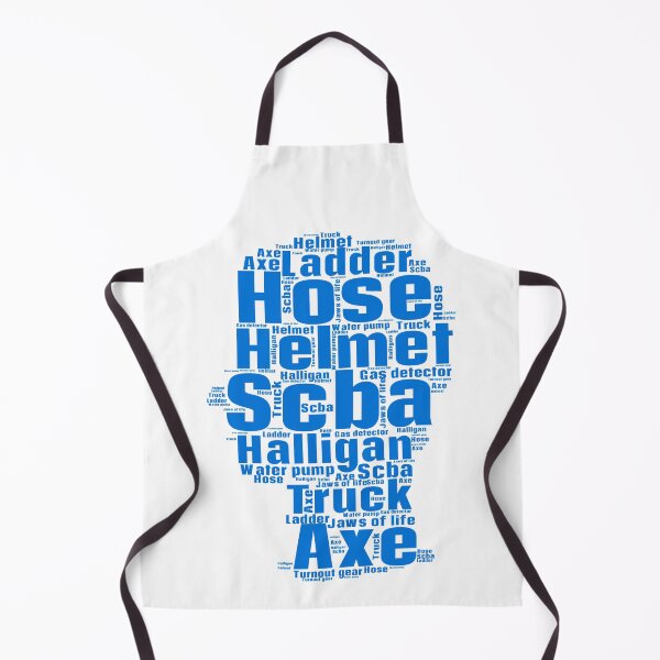 Item preview, A blue word cloud with the names of firefighting equipment for a firefighter designed and sold by TymekStore.