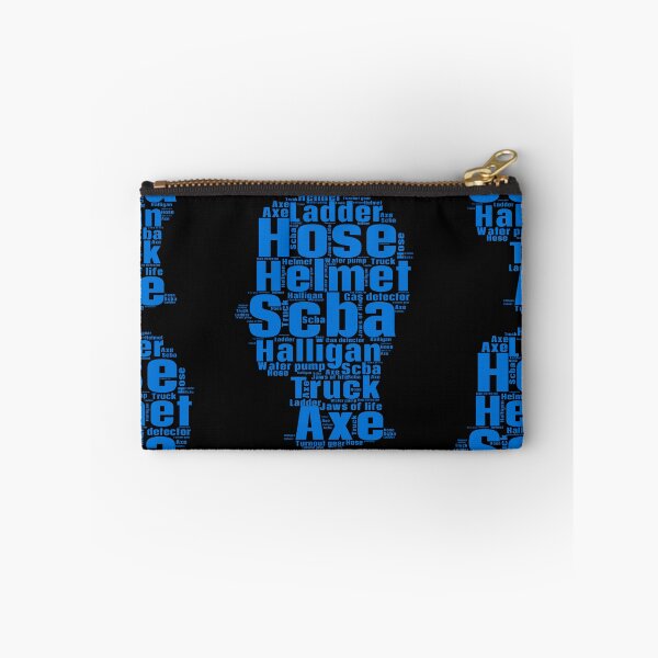 Item preview, A blue word cloud with the names of firefighting equipment for a firefighter designed and sold by TymekStore.