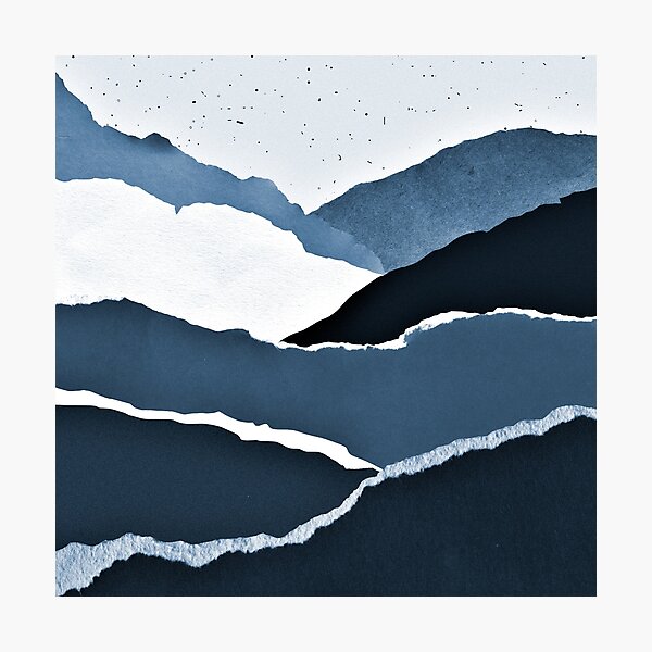 Item preview, Icy Blue Torn Deckled Mountain Landscape Abstract Design designed and sold by DEC02.