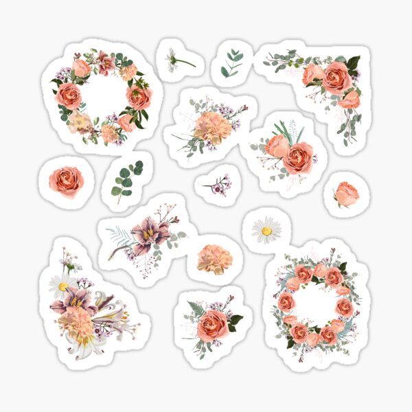 Vista previa del artículo con la obra «Conjunto de elementos de rosas y flores primaverales.», diseñado y vendido por MatyKotiv.
