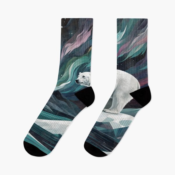 Item preview, Majestic Polar Bear Under the Northern Lights on an Arctic Iceberg – Vibrant Wildlife Art designed and sold by Collagedream.