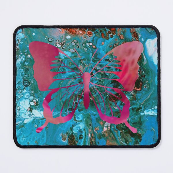 Item preview, Butterfly - Pink & Aqua - Flow Art / Pour Painting - jdp-09-0003 designed and sold by ANomadDesigns.