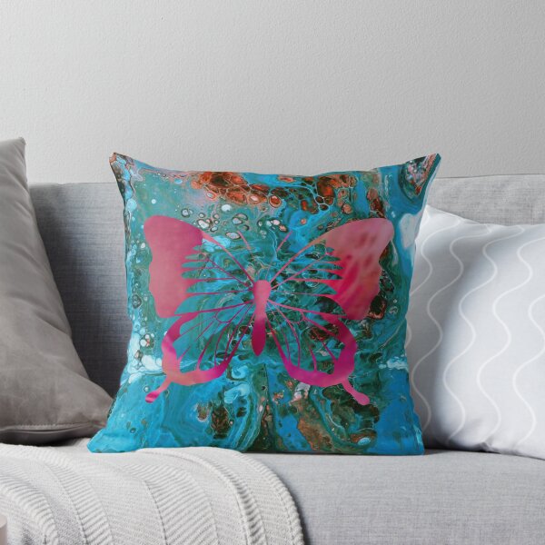 Item preview, Butterfly - Pink & Aqua - Flow Art / Pour Painting - jdp-09-0003 designed and sold by ANomadDesigns.