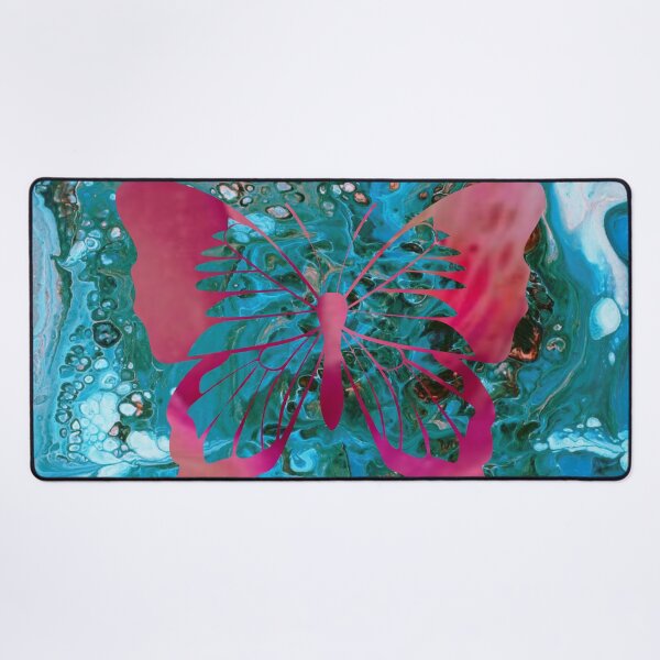 Item preview, Butterfly - Pink & Aqua - Flow Art / Pour Painting - jdp-09-0003 designed and sold by ANomadDesigns.