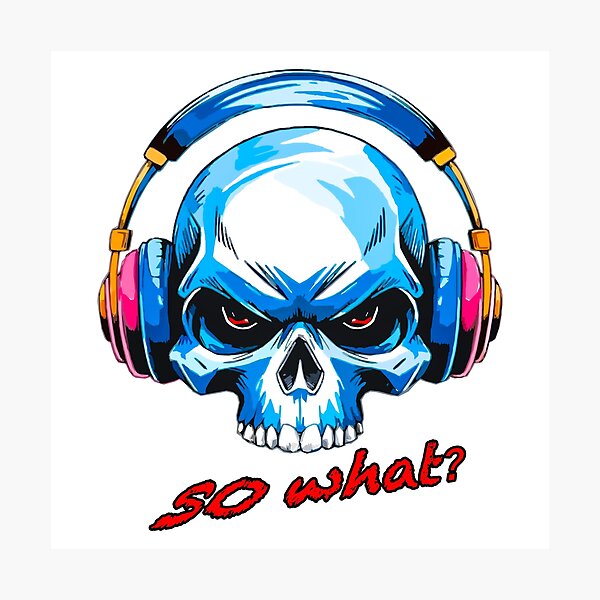 Item preview, skull with headphones designed and sold by QuanntixArt.