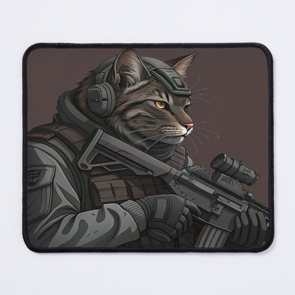 Item preview, Tactical Feline Warrior – Ultra Detailed Digital Illustration of an Armed Military Cat designed and sold by Marimurmurprint.