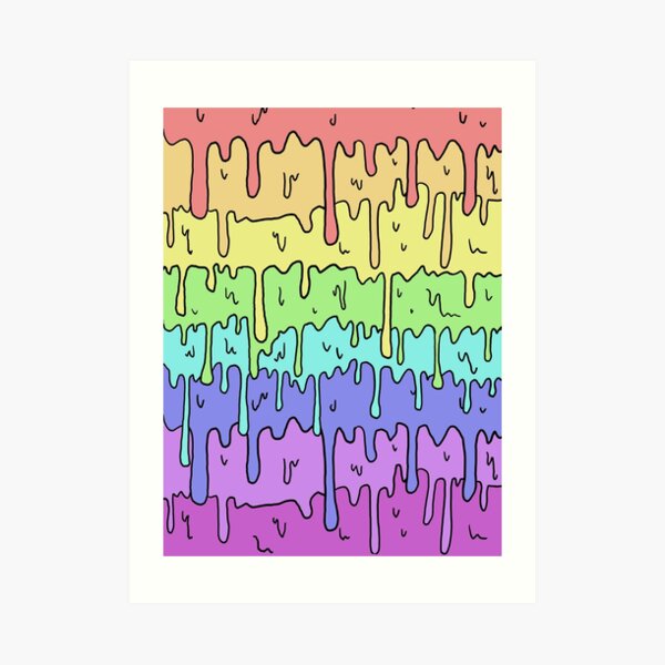 Pastel Kawaii Melting Rainbow Design Art Print