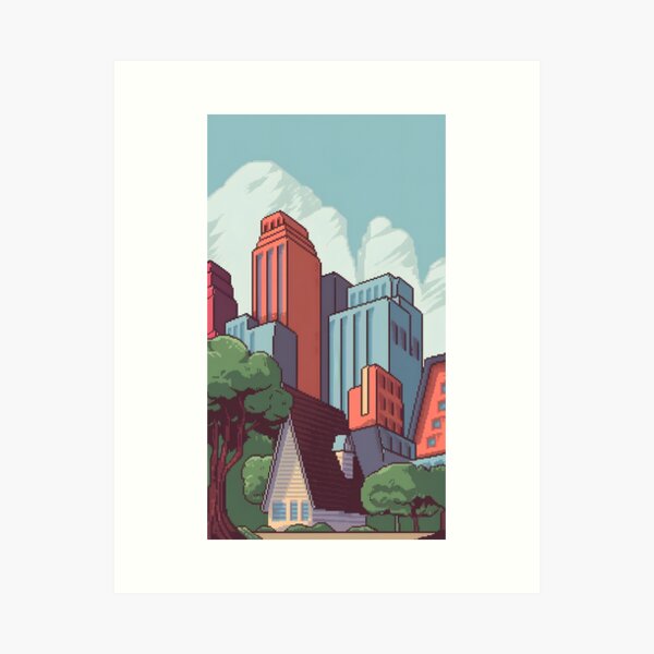 Item preview, pixel art of a small town designed and sold by MakaltsisDesign.