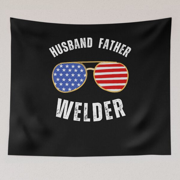 Item preview, Husband Father Welder blue collar American flag glasses designed and sold by snowry.