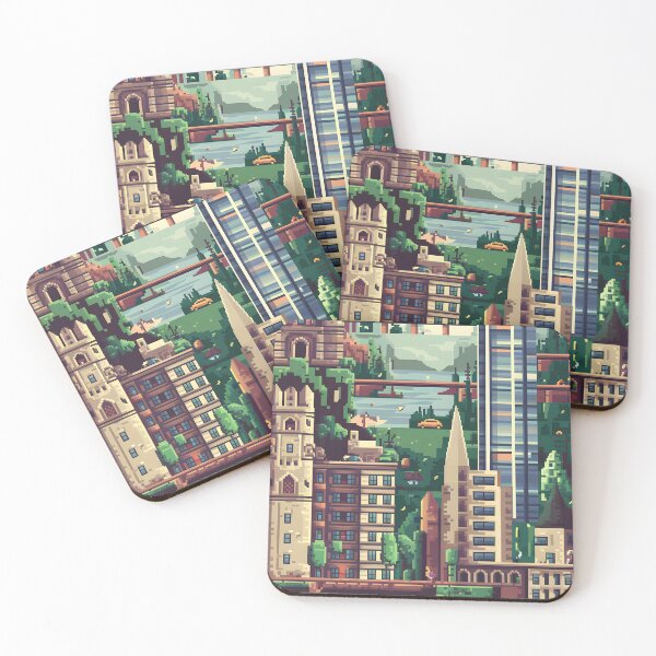 Item preview, Futuristic pixel city between nature and modernity designed and sold by MakaltsisDesign.