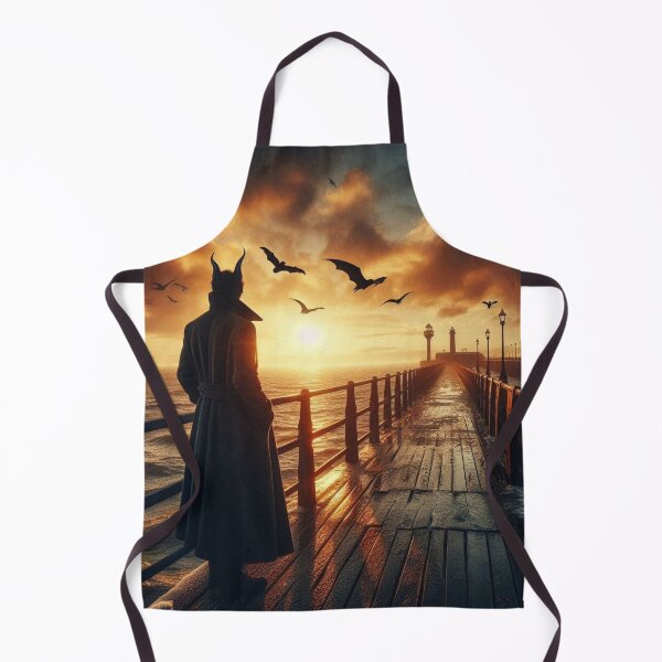 Item preview, mysterious creature watching the sunset from the pier designed and sold by Dogandesighn.