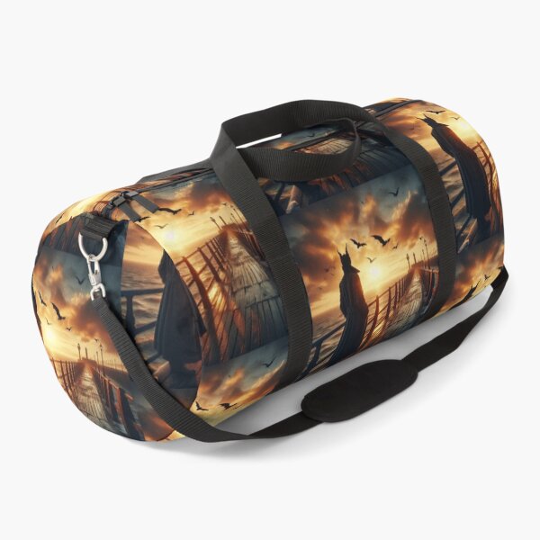 Item preview, mysterious creature watching the sunset from the pier designed and sold by Dogandesighn.