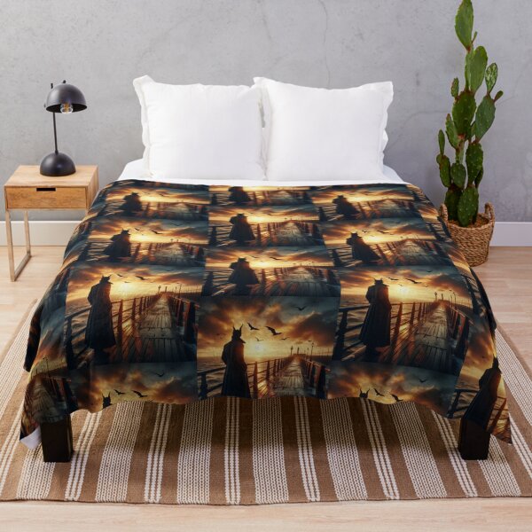 Item preview, mysterious creature watching the sunset from the pier designed and sold by Dogandesighn.