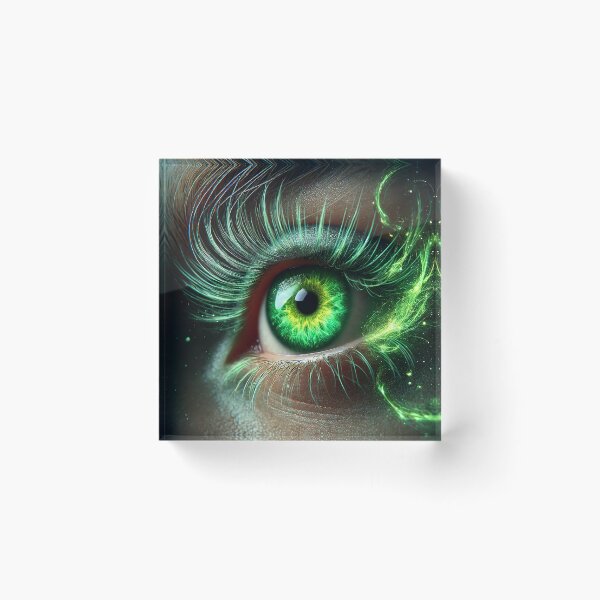 Item preview, Emerald Radiance: Hyper-Realistic Glowing Green Eye with Luminous Energy Trails designed and sold by philpace.