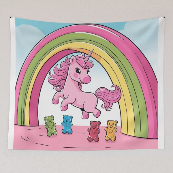 Item preview, Pink Fluffy Unicorns Dancing On Rainbows designed and sold by CreativeK5.