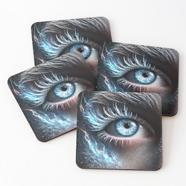 Item preview, Frozen Starlight: Hyper-Realistic Icy Blue Eye with Glowing Frost Energy designed and sold by philpace.