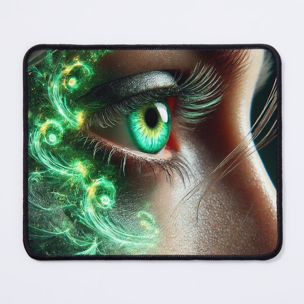 Item preview, Emerald Enchantment: Hyper-Realistic Glowing Green Eye with Mystical Energy Swirls designed and sold by philpace.