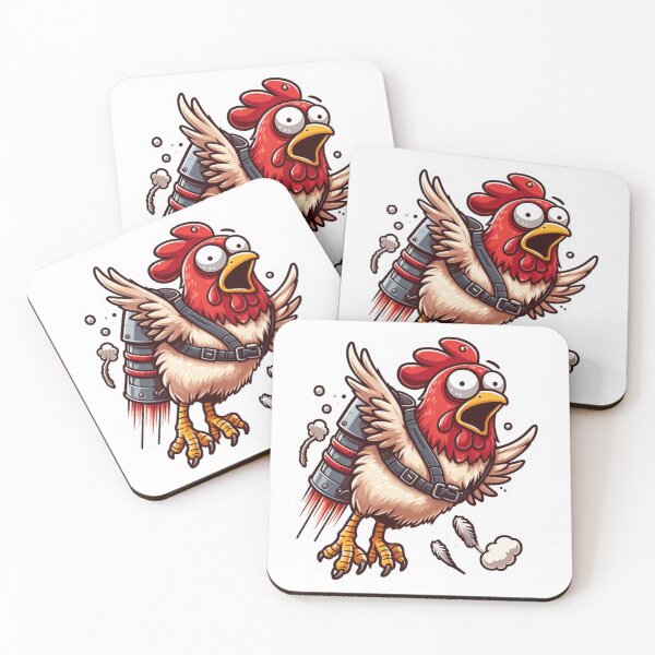 Item preview, Sticker of a Chicken Wearing a Jetpack, Blasting Off  Premium Cool Trendy Best Gift designed and sold by Imaginarium of Chaos falcon88 .