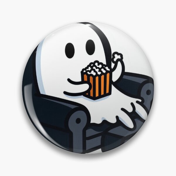 Item preview, Sticker of a Ghost Sitting in a Beanbag Chair, Eating Popcorn  Premium Cool Trendy Best Gift designed and sold by Imaginarium of Chaos falcon88 .