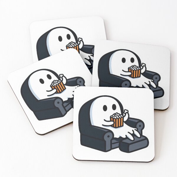 Item preview, Sticker of a Ghost Sitting in a Beanbag Chair, Eating Popcorn  Premium Cool Trendy Best Gift designed and sold by Imaginarium of Chaos falcon88 .
