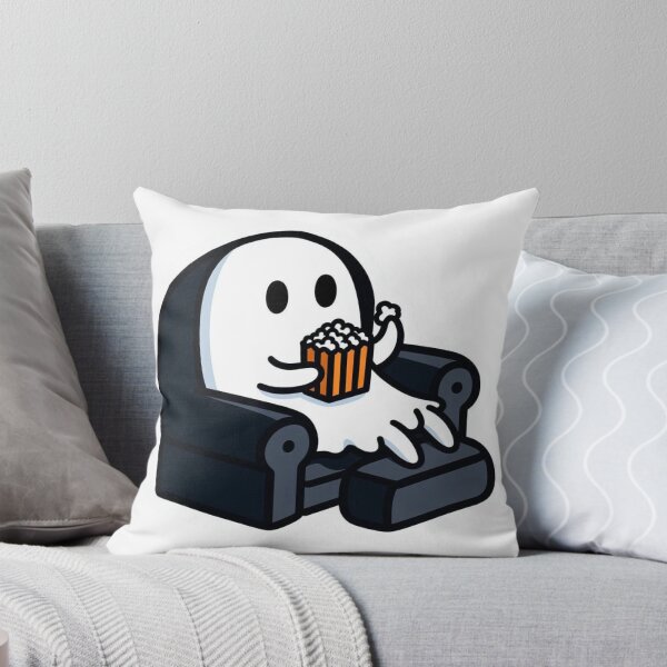 Item preview, Sticker of a Ghost Sitting in a Beanbag Chair, Eating Popcorn  Premium Cool Trendy Best Gift designed and sold by Imaginarium of Chaos falcon88 .