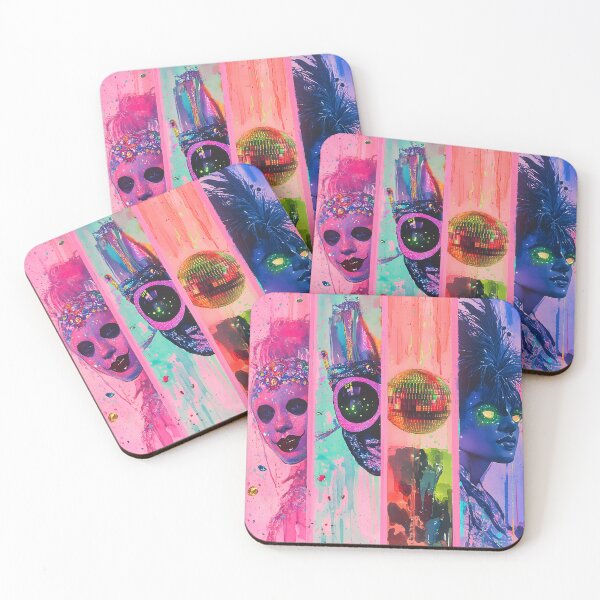 Item preview, Cosmic Mardi Gras Extravaganza - Alien Disco Street Art Digital Print designed and sold by AnnDesignStudio.