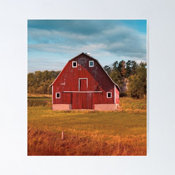 Item preview, Old Red Country Barn in Rustic Setting Under Blue Sky designed and sold by CountyKent.