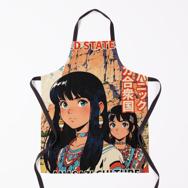 Artikelvorschau, Prähispanische Anasazi-Kultur der Vereinigten Staaten, Anime-Mädchen, 80er-Jahre-Retro-Ästhetik, Vintage-Design mit indigenem Ursprung entworfen und verkauft von onlyanimevibes.