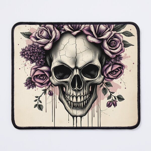 Item preview, Distressed Skull with Flowers designed and sold by Dino-Lune.