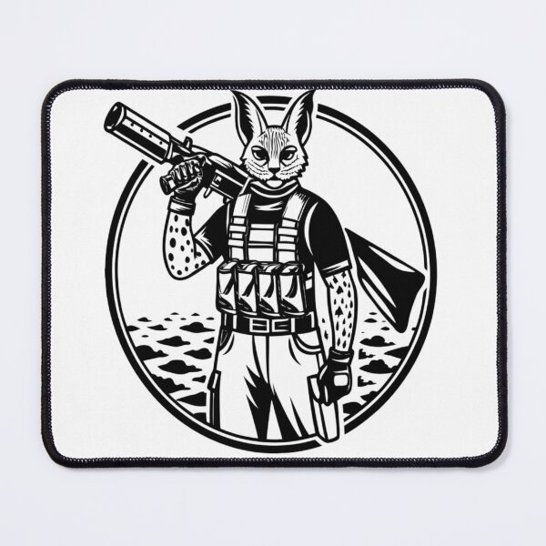 Item preview, Tactical Wildcat Warrior – Black and White Military Vector Illustration designed and sold by Marimurmurprint.