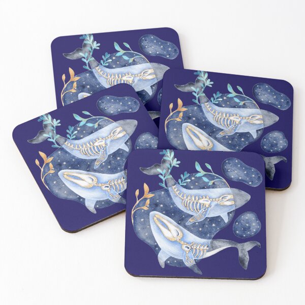 Item preview, Whimsical underwater portal, whales and their skeletones, starry sky, handdrawn illustration designed and sold by eves_aquadreams.