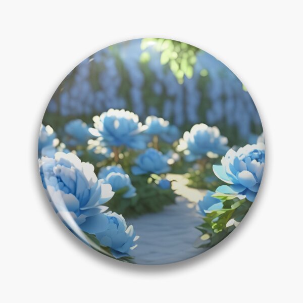Item preview, blue flower Peonies – 3D look effect sticker designed and sold by Rainbow Paws Garden.