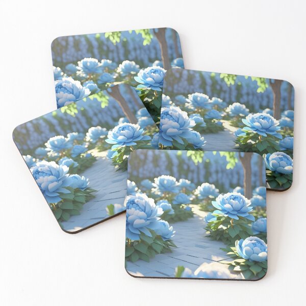 Item preview, blue flower Peonies – 3D look effect sticker designed and sold by Rainbow Paws Garden.