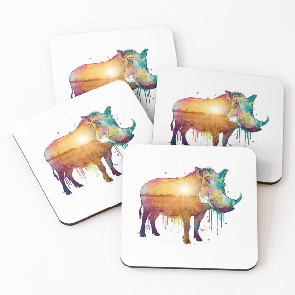 Item preview, Warthog sketch golden sunset savanna designed and sold by Ann Miu Deluxe.