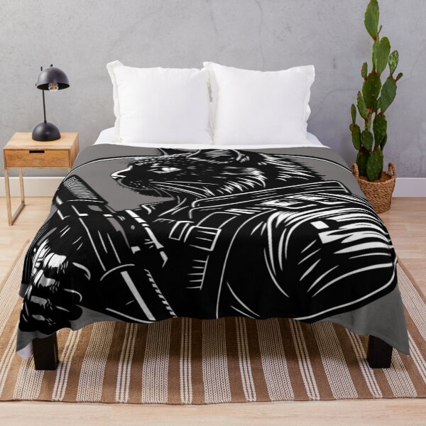 Item preview, Stealth Tactical Cat – Black and White Military Vector Illustration designed and sold by Marimurmurprint.