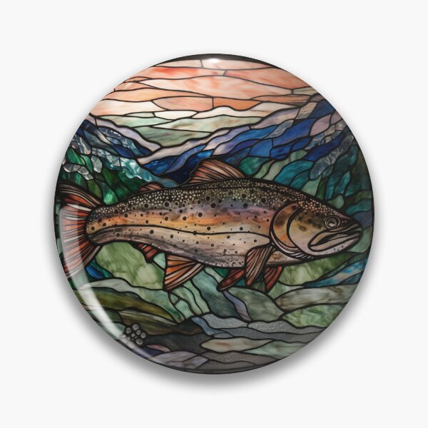 Item preview, Trout/Salmon in Stained Glass designed and sold by RedHandedOD.